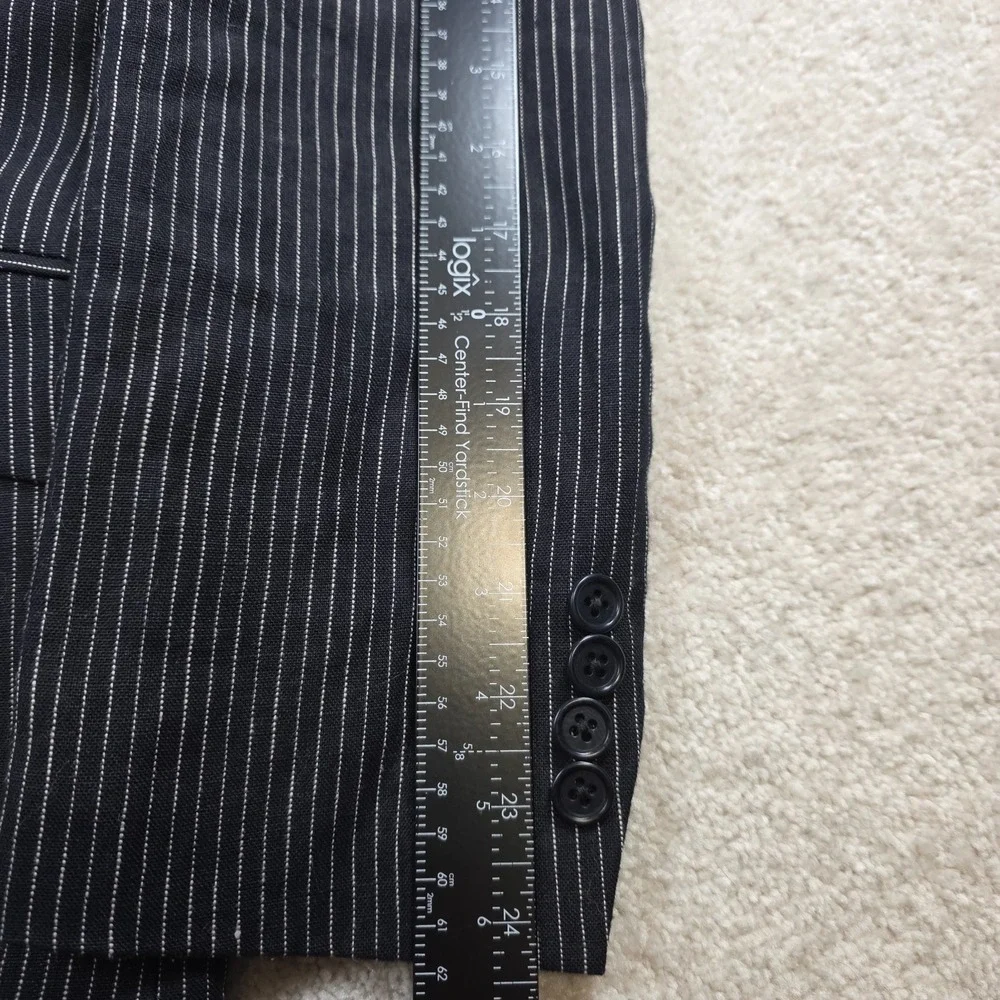 Tallia Sport Coat Mens 38R Navy Pinstripe 100% Linen Blazer Modern Fit Blue